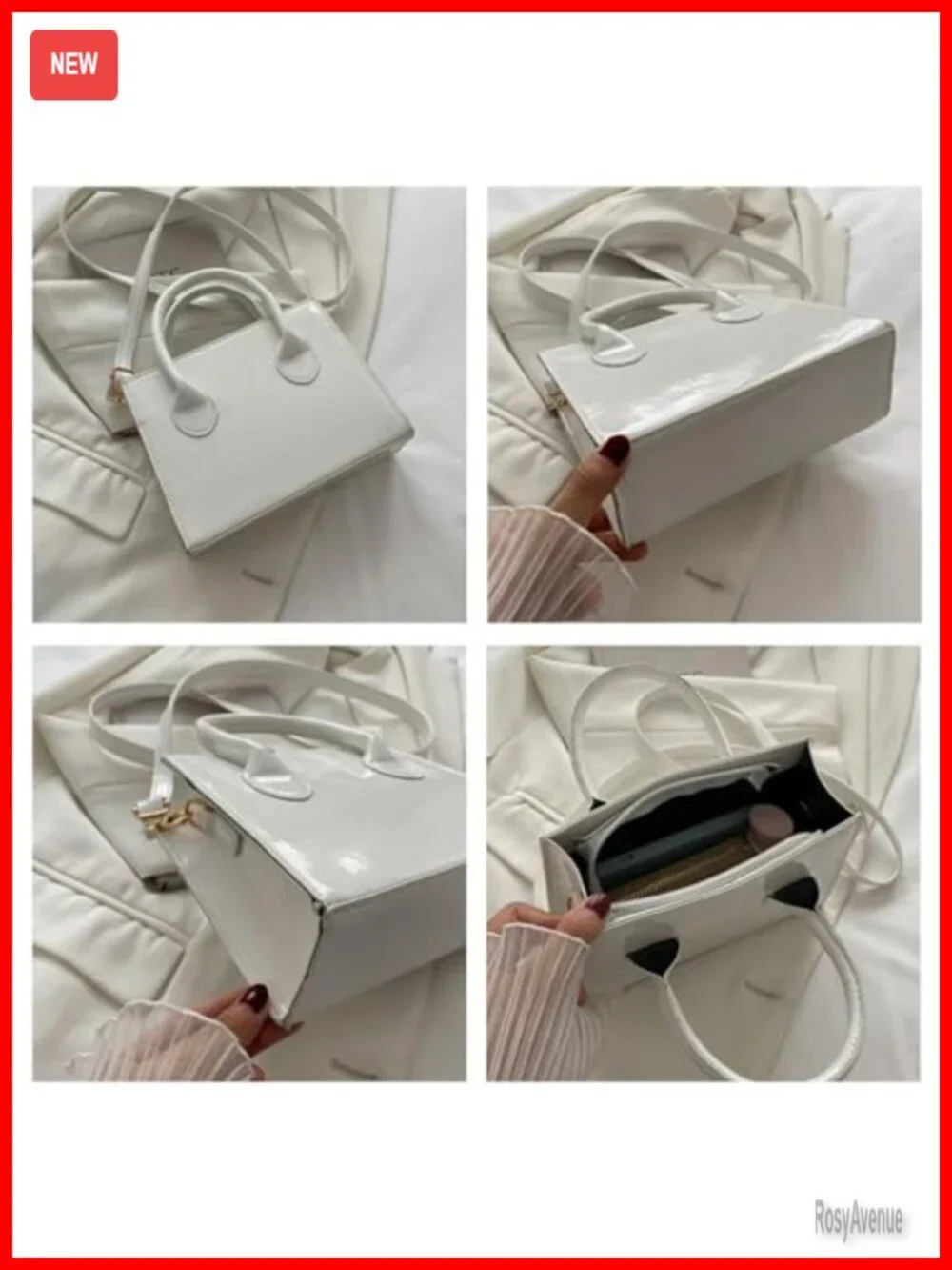 Patent Leather Clutch Purse Mini Shoulder Bag Evening Bag with Adjustable Strap